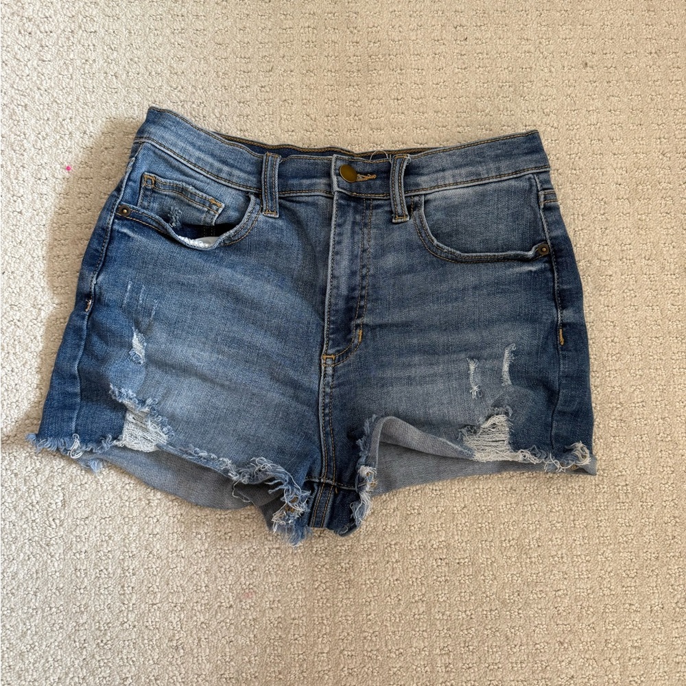 Altar'd State Blue Jean Shorts Distressed Cut-Off Style